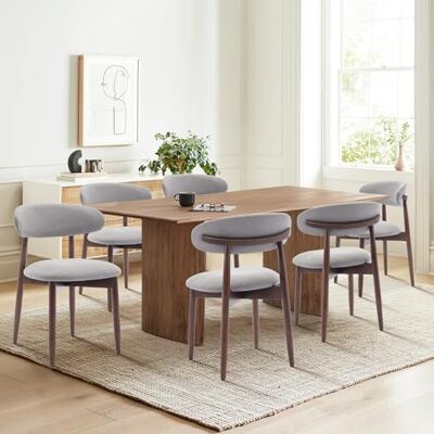 COLAMY Küchenstuhl Esszimmerstühle 6er Set, Moderne Polsterstuhl Essstühle mit Fester Rückenlehne, Stoff Esszimmerstühl mit Holzbein für Esszimmer, Küche, Restaurant, Hellgrau COLAMY Küchenstuhl Esszimmerstühle 6er Set, Moderne Polsterstuhl Essstühle mit Fester Rückenlehne, Stoff Esszimmerstühl mit Holzbein für Esszimmer, Küche, Restaurant, Hellgrau