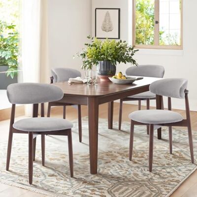 COLAMY Küchenstuhl Esszimmerstühle 4er Set, Moderne Polsterstuhl Essstühle mit Fester Rückenlehne, Stoff Esszimmerstühl mit Holzbein für Esszimmer, Küche, Restaurant, Hellgrau COLAMY Küchenstuhl Esszimmerstühle 4er Set, Moderne Polsterstuhl Essstühle mit Fester Rückenlehne, Stoff Esszimmerstühl mit Holzbein für Esszimmer, Küche, Restaurant, Hellgrau