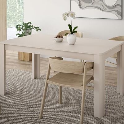 Forte BREATHTAKER Esstisch 160, moderner Skandi-Stil Esstisch mit abgerundeten Beinen, Holzwerkstoff, ausziehbar, Kaschmir Beige, 160 (206,6) cm breit x 72,7 cm hoch x 90,4 cm tief Forte BREATHTAKER Esstisch 160, moderner Skandi-Stil Esstisch mit abgerundeten Beinen, Holzwerkstoff, ausziehbar, Kaschmir Beige, 160 (206,6) cm breit x 72,7 cm hoch x 90,4 cm tief