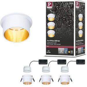 Paulmann 93381 LED Einbauleuchte Gil 3-Step-Dim Rund Incl. 3x6 Watt Dimmbar Weiß Matt, Gold Einbaustrahler Aluminium Spot 2700 K Coin Paulmann 93381 LED Einbauleuchte Gil 3-Step-Dim Rund Incl. 3x6 Watt Dimmbar Weiß Matt, Gold Einbaustrahler Aluminium Spot 2700 K Coin