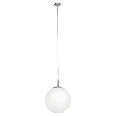 EGLO Pendelleuchte Rondo, 1 flammige Esszimmerlampe, Hängelampe aus Metall in Silber und Glas in opal-matt weiß, E27 Fassung, Ø 25 cm EGLO Pendelleuchte Rondo, 1 flammige Esszimmerlampe, Hängelampe aus Metall in Silber und Glas in opal-matt weiß, E27 Fassung, Ø 25 cm
