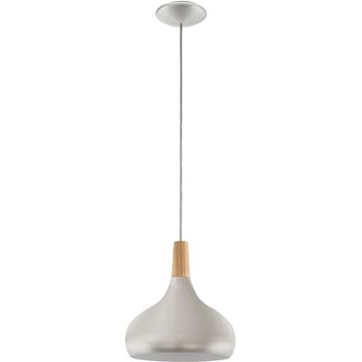 EGLO Pendellampe Sabinar, 1 flammige e Pendelleuchte, Hängelampe aus Stahl und Holz, Farbe: Silber gebürstet, braun, Fassung: E27, Ø: 28 cm EGLO Pendellampe Sabinar, 1 flammige e Pendelleuchte, Hängelampe aus Stahl und Holz, Farbe: Silber gebürstet, braun, Fassung: E27, Ø: 28 cm