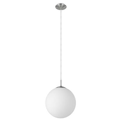 EGLO Pendellampe Rondo, 1 flammige Pendelleuchte, Hängeleuchte aus Metallin Silber, Glas in Opal matt weiß, E27 Fassung, Ø 30 cm EGLO Pendellampe Rondo, 1 flammige Pendelleuchte, Hängeleuchte aus Metallin Silber, Glas in Opal matt weiß, E27 Fassung, Ø 30 cm