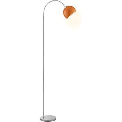 Brilliant Bogen-Stehleuchte Helen, E27 Fassung, 170 cm Höhe, 23 cm Breite, 51 cm Tiefe, gebogener Arm, Metall, Chrom mit orangefarbenem Schirm, ideal für Wohnzimmer und Leseecke, Retro-Design Brilliant Bogen-Stehleuchte Helen, E27 Fassung, 170 cm Höhe, 23 cm Breite, 51 cm Tiefe, gebogener Arm, Metall, Chrom mit orangefarbenem Schirm, ideal für Wohnzimmer und Leseecke, Retro-Design
