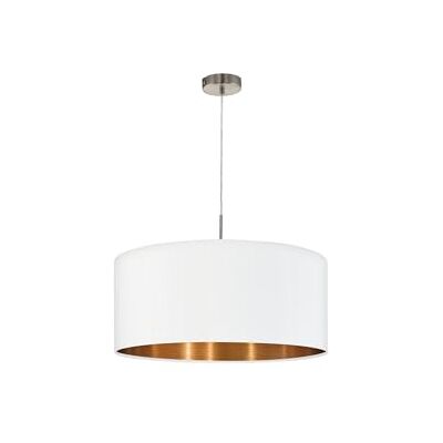 EGLO Pendellampe Pasteri, 1 flammige Textil Pendelleuchte, Hängeleuchte aus Metall in Silber und Stoff in Weiß und Kupfer, E27 Fassung, Ø 53 cm EGLO Pendellampe Pasteri, 1 flammige Textil Pendelleuchte, Hängeleuchte aus Metall in Silber und Stoff in Weiß und Kupfer, E27 Fassung, Ø 53 cm