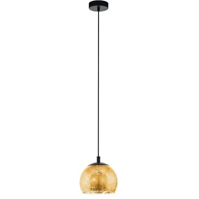 EGLO Hängelampe Alabraccin, Pendelleuchte Esstisch, Hängeleuchte aus Metall in schwarz und Glas in gold, Esszimmerlampe hängend, E27 Fassung, Ø 19 cm EGLO Hängelampe Alabraccin, Pendelleuchte Esstisch, Hängeleuchte aus Metall in schwarz und Glas in gold, Esszimmerlampe hängend, E27 Fassung, Ø 19 cm