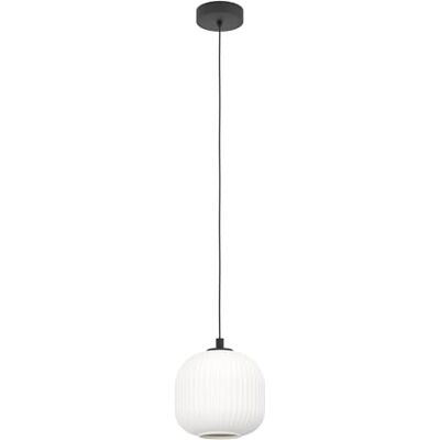 EGLO Hängelampe Mantunalle, Pendelleuchte Esstisch, Hängeleuchte aus Metall in schwarz und Glas in weiß, Esszimmerlampe hängend, E27 Fassung, Ø 20 cm EGLO Hängelampe Mantunalle, Pendelleuchte Esstisch, Hängeleuchte aus Metall in schwarz und Glas in weiß, Esszimmerlampe hängend, E27 Fassung, Ø 20 cm