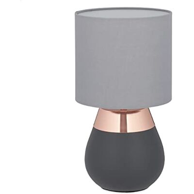 Relaxdays Nachttischlampe Touch dimmbar, grau-kupfer Relaxdays Nachttischlampe Touch dimmbar, grau-kupfer