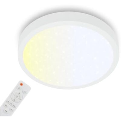 BRILONER LED Deckenlampe mit Fernbedienung, Sternenhimmel, einstellbar von warmweiß bis kaltweiß, LED Lampe, Deckenleuchte, Wohnzimmerlampe, Schlafzimmerlampe, Küchenlampe, 38x5 cm, Weiß BRILONER LED Deckenlampe mit Fernbedienung, Sternenhimmel, einstellbar von warmweiß bis kaltweiß, LED Lampe, Deckenleuchte, Wohnzimmerlampe, Schlafzimmerlampe, Küchenlampe, 38x5 cm, Weiß