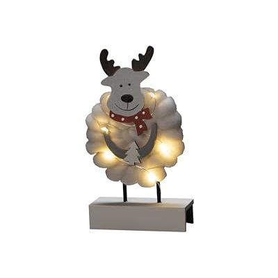 Konstsmide LED Holzsilhouette "Elch mit Baumwolle", weiß, 6H Timer, 6 warm weiße Dioden, batteriebetrieben, Innen 3266-210 Konstsmide LED Holzsilhouette "Elch mit Baumwolle", weiß, 6H Timer, 6 warm weiße Dioden, batteriebetrieben, Innen 3266-210