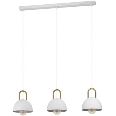 EGLO Pendelleuchte Calmanera, 3 flammige Hängelampe, Hängeleuchte aus Metall in Weiß, Messing-Gebürstet, Esstischlampe, Wohnzimmerlampe hängend mit E27 Fassung EGLO Pendelleuchte Calmanera, 3 flammige Hängelampe, Hängeleuchte aus Metall in Weiß, Messing-Gebürstet, Esstischlampe, Wohnzimmerlampe hängend mit E27 Fassung