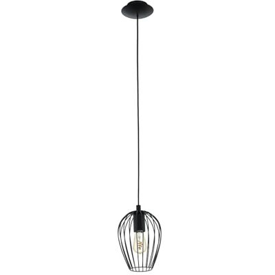 EGLO Pendellampe Newtown, 1 flammige Vintage Pendelleuchte, Retro Hängelampe aus Stahl, Farbe: Schwarz, Fassung: E27, Ø 16 cm EGLO Pendellampe Newtown, 1 flammige Vintage Pendelleuchte, Retro Hängelampe aus Stahl, Farbe: Schwarz, Fassung: E27, Ø 16 cm