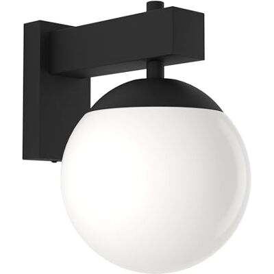 EGLO Wandlampe außen Bufalata, Außenbeleuchtung Hauswand, Außenwandleuchte aus Metall in Schwarz mit Kugel aus Kunststoff in Weiß, Wand Außenleuchte mit E27 Fassung, IP44 EGLO Wandlampe außen Bufalata, Außenbeleuchtung Hauswand, Außenwandleuchte aus Metall in Schwarz mit Kugel aus Kunststoff in Weiß, Wand Außenleuchte mit E27 Fassung, IP44
