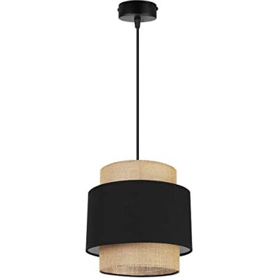 Light Home LH Light-Home Boho Hängelampe Deckenlampe für Wohnzimmer Schlafzimmer und Esszimmer Pendelleuchte aus Metall mit Lampenschirm aus Stoff E27-1-Flammig Schwarz und Jute Light Home LH Light-Home Boho Hängelampe Deckenlampe für Wohnzimmer Schlafzimmer und Esszimmer Pendelleuchte aus Metall mit Lampenschirm aus Stoff E27-1-Flammig Schwarz und Jute