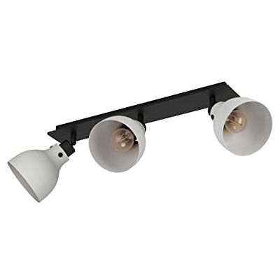 EGLO Deckenstrahler Matlock, 3-flammige Deckenlampe mit schwenkbaren Spots, Deckenleuchte Industrial Design aus Metall in Schwarz und Grau, Deckenspot mit E27 Fassung EGLO Deckenstrahler Matlock, 3-flammige Deckenlampe mit schwenkbaren Spots, Deckenleuchte Industrial Design aus Metall in Schwarz und Grau, Deckenspot mit E27 Fassung