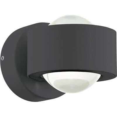 EGLO LED Wandlampe Ono 2, 2 flammige Wandleuchte, Wandstrahler innen aus Aluminium und Kunststoff, Wohnzimmerlampe in Anthrazit, Klar, LED Flurlampe mit Up and Down Light in warmweiß EGLO LED Wandlampe Ono 2, 2 flammige Wandleuchte, Wandstrahler innen aus Aluminium und Kunststoff, Wohnzimmerlampe in Anthrazit, Klar, LED Flurlampe mit Up and Down Light in warmweiß