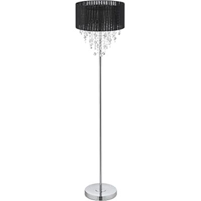 Relaxdays Stehlampe Kristall, Lampenschirm aus Organza, edle Wohnzimmerleuchte, E27, H x D 150 x 37,5 cm, schwarz/silber Relaxdays Stehlampe Kristall, Lampenschirm aus Organza, edle Wohnzimmerleuchte, E27, H x D 150 x 37,5 cm, schwarz/silber