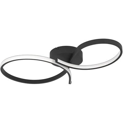 EGLO LED Deckenlampe Serpins, geschwungene Deckenleuchte, Wohnzimmerlampe aus Metall in Schwarz und Kunststoff in Weiß, warmweiß, 34 x 60 cm EGLO LED Deckenlampe Serpins, geschwungene Deckenleuchte, Wohnzimmerlampe aus Metall in Schwarz und Kunststoff in Weiß, warmweiß, 34 x 60 cm