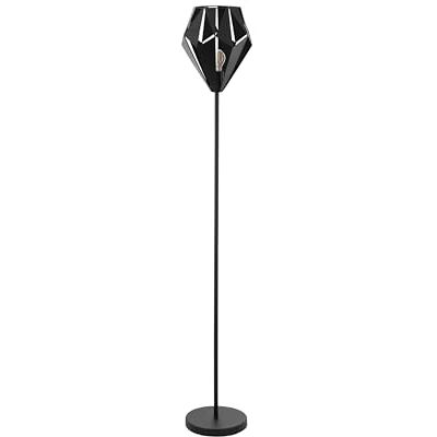 EGLO Stehlampe Carlton 5, Vintage Lampe Wohnzimmer, Standleuchte aus schwarzem Stahl, Wohnzimmerlampe mit E27 Fassung, Trittschalter, 152,5 cm EGLO Stehlampe Carlton 5, Vintage Lampe Wohnzimmer, Standleuchte aus schwarzem Stahl, Wohnzimmerlampe mit E27 Fassung, Trittschalter, 152,5 cm