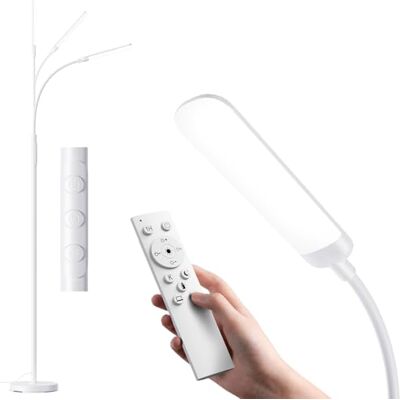 YICAIZI Stehlampe Wohnzimmer 18W LED Dimmbar Stehende Lampe mit Fernbedienung, 1200Lumen Stehend Leselampe mit 4 Farbtemperaturen & 4 Helligkeiten für Schlafzimmer, Büro, Weiß YICAIZI Stehlampe Wohnzimmer 18W LED Dimmbar Stehende Lampe mit Fernbedienung, 1200Lumen Stehend Leselampe mit 4 Farbtemperaturen & 4 Helligkeiten für Schlafzimmer, Büro, Weiß