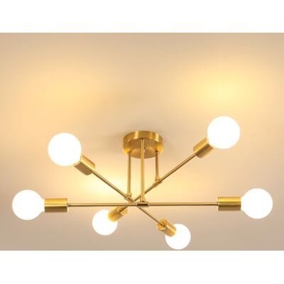 Goeco Deckenleuchte Vintage, Ø 60 cm Gold Deckenlampe Sputnik Kronleuchter mit 6 Flammig E27, Pendelleuchte Rustikal für Wohnzimmer Esszimmer Küche Flur, Max. 60 W (Ohne Glühbirnen) Goeco Deckenleuchte Vintage, Ø 60 cm Gold Deckenlampe Sputnik Kronleuchter mit 6 Flammig E27, Pendelleuchte Rustikal für Wohnzimmer Esszimmer Küche Flur, Max. 60 W (Ohne Glühbirnen)