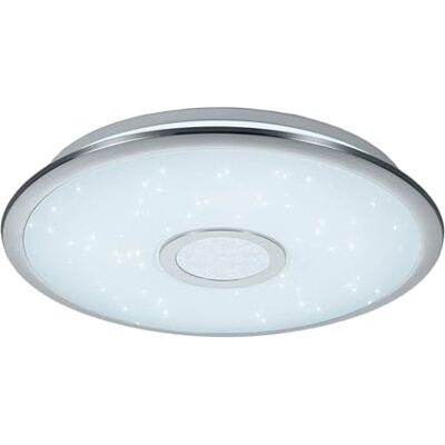 Trio Leuchten LED Deckenleuchte Osaka 678713006, Chrom, Acryl weiß mit Star Light Effekt, 30 Watt, Fernbedienung Helligkeit und Lichtfarbe einstellbar, Nachtlicht Funktion Trio Leuchten LED Deckenleuchte Osaka 678713006, Chrom, Acryl weiß mit Star Light Effekt, 30 Watt, Fernbedienung Helligkeit und Lichtfarbe einstellbar, Nachtlicht Funktion