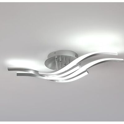 Toolight Moderne LED Deckenleuchte, 60cm Wellenförmige Deckenlampe Creative 4-Flammige, 32W 3600LM Aluminium Deckenbeleuchtung LED Kaltweiß 6500K für Schlafzimmer Küche Flur Wohnzimmer, Silber Toolight Moderne LED Deckenleuchte, 60cm Wellenförmige Deckenlampe Creative 4-Flammige, 32W 3600LM Aluminium Deckenbeleuchtung LED Kaltweiß 6500K für Schlafzimmer Küche Flur Wohnzimmer, Silber