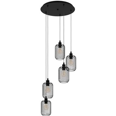 EGLO Pendelleuchte Wrington, 5 flammige Hängelampe Vintage, Industrial, Retro, Hängeleuchte aus Stahl, Esstischlampe, Wohnzimmerlampe hängend in Schwarz, E27 Fassung, Ø 54 cm EGLO Pendelleuchte Wrington, 5 flammige Hängelampe Vintage, Industrial, Retro, Hängeleuchte aus Stahl, Esstischlampe, Wohnzimmerlampe hängend in Schwarz, E27 Fassung, Ø 54 cm