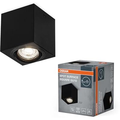 Osram Spot Surface Square Deckenaufbauspot, schwarz, mit GU10 Sockel, kann mit einfacher oder smarter Lampe bestückt werden, flexibler Ausstrahlwinkel, Schutzklasse IP20, hochwertiges Gehäuse Osram Spot Surface Square Deckenaufbauspot, schwarz, mit GU10 Sockel, kann mit einfacher oder smarter Lampe bestückt werden, flexibler Ausstrahlwinkel, Schutzklasse IP20, hochwertiges Gehäuse