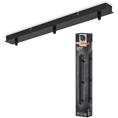 Osram Vintage 1906® Pendelleuchte 3X Canopy LINEAR, schwarz, max. 3x15W LED, linearer, schlichter Baldachin für Deckenmontage, Anschluss von 3 Pendelleuchten, minimalistisches Vintage-Design, IP20 Osram Vintage 1906® Pendelleuchte 3X Canopy LINEAR, schwarz, max. 3x15W LED, linearer, schlichter Baldachin für Deckenmontage, Anschluss von 3 Pendelleuchten, minimalistisches Vintage-Design, IP20