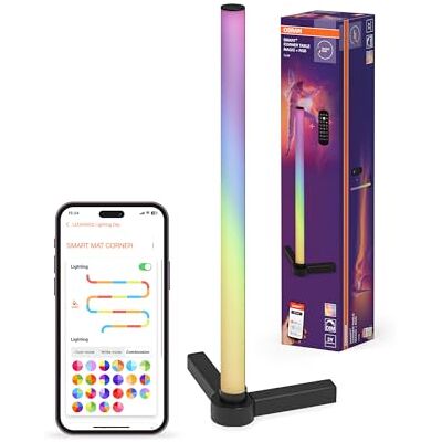 Osram Smarte LED-Eck-Tischleuchte, 7.5W, mit Magic RGB für diverse Farben und Lichteffekte, schwarz, mit Fernbedienung, IP20, LED nicht austauschbar, dimmbar Osram Smarte LED-Eck-Tischleuchte, 7.5W, mit Magic RGB für diverse Farben und Lichteffekte, schwarz, mit Fernbedienung, IP20, LED nicht austauschbar, dimmbar