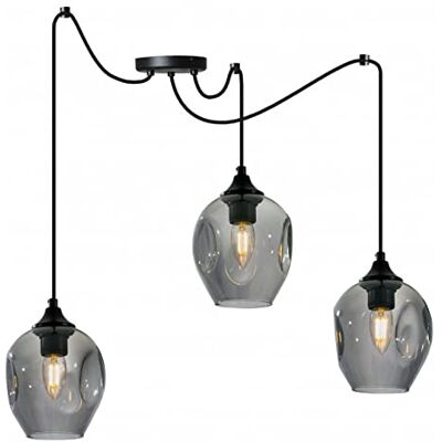 Light Home LH Light-Home Prage Spider Hängelampe Hängeleuchte in Spinnenform Deckenlampe – Spinne Lampe mit 3 Kopf Hängeleuchte aus Metall und Glas E27 Graphit Light Home LH Light-Home Prage Spider Hängelampe Hängeleuchte in Spinnenform Deckenlampe – Spinne Lampe mit 3 Kopf Hängeleuchte aus Metall und Glas E27 Graphit