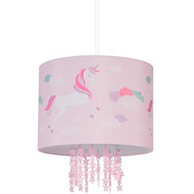 Relaxdays Hängelampe Kinderzimmer, Lampenschirm mit Einhorn-Motiv, HxD: 158 x 35 cm, E27, Pendelleuchte für Kinder, rosa Relaxdays Hängelampe Kinderzimmer, Lampenschirm mit Einhorn-Motiv, HxD: 158 x 35 cm, E27, Pendelleuchte für Kinder, rosa