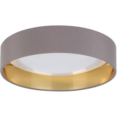 EGLO LED Deckenlampe Palomaro, runde Stoff Deckenleuchte, Lampe Decke aus Kunststoff in Weiß und Textil in Cappuccino, Gold, warmweiß, Ø 32 cm EGLO LED Deckenlampe Palomaro, runde Stoff Deckenleuchte, Lampe Decke aus Kunststoff in Weiß und Textil in Cappuccino, Gold, warmweiß, Ø 32 cm