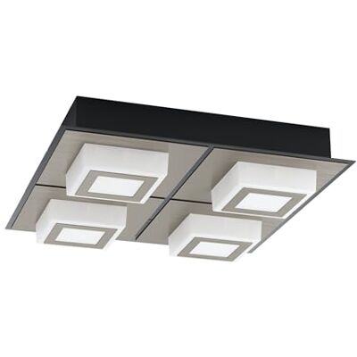 EGLO LED Deckenleuchte Masiano 1, 4 flammige Wandlampe, Deckenlampe aus Aluminium, Stahl und Kunststoff in Schwarz, Satiniert, Wohnzimmerlampe, warmweiß EGLO LED Deckenleuchte Masiano 1, 4 flammige Wandlampe, Deckenlampe aus Aluminium, Stahl und Kunststoff in Schwarz, Satiniert, Wohnzimmerlampe, warmweiß