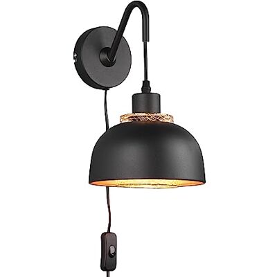 RL LIVE YOUR LIGHT Reality Leuchten Wandleuchte Punch R20811732, Metall Schwarz matt/goldfarbig, exkl. 1x E27 RL LIVE YOUR LIGHT Reality Leuchten Wandleuchte Punch R20811732, Metall Schwarz matt/goldfarbig, exkl. 1x E27