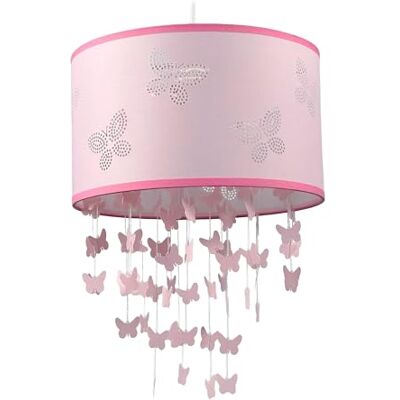 Relaxdays Hängelampe Kinderzimmer, Schmetterlinge, E27, Lampenschirm & Mobile, HxD: 150 x 30 cm, Pendelleuchte, rosa Relaxdays Hängelampe Kinderzimmer, Schmetterlinge, E27, Lampenschirm & Mobile, HxD: 150 x 30 cm, Pendelleuchte, rosa