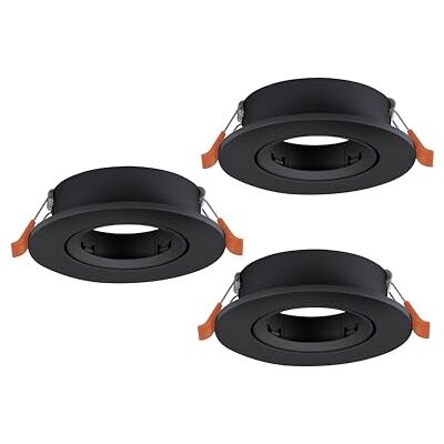 EGLO 3er Set Einbaustrahler Barranco, Spot Deckenleuchte schwenkbar, runder Einbauspot ohne Leuchtmittel, Deckenstrahler aus schwarzem Kunststoff, GU10 Fassung, Ø 9 cm EGLO 3er Set Einbaustrahler Barranco, Spot Deckenleuchte schwenkbar, runder Einbauspot ohne Leuchtmittel, Deckenstrahler aus schwarzem Kunststoff, GU10 Fassung, Ø 9 cm