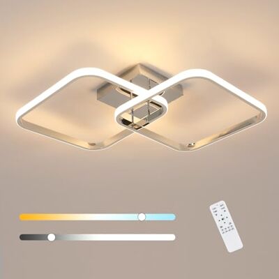 Goeco LED Deckenleuchte Dimmbar, 50W Modern Deckenlampe Schlafzimmer mit Fernbedienung 3000K-6500K, Chrom LED Deckenbeleuchtung für Schlafzimmer Wohnzimmer Esszimmer Goeco LED Deckenleuchte Dimmbar, 50W Modern Deckenlampe Schlafzimmer mit Fernbedienung 3000K-6500K, Chrom LED Deckenbeleuchtung für Schlafzimmer Wohnzimmer Esszimmer