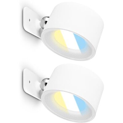 BRILONER 2er-Set Wandleuchten ohne Stromanschluss mit Akku, magnetisch abnehmbar, 360 Grad drehbar, dimmbar, CCT, Wandleuchte Innen, Wandlampe, Bettlampe, Lampe Bett, Leselampe, 9x7,5x4cm, Weiß BRILONER 2er-Set Wandleuchten ohne Stromanschluss mit Akku, magnetisch abnehmbar, 360 Grad drehbar, dimmbar, CCT, Wandleuchte Innen, Wandlampe, Bettlampe, Lampe Bett, Leselampe, 9x7,5x4cm, Weiß