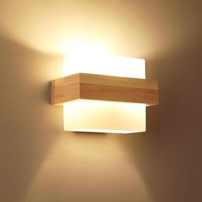 Toolight Wandleuchte Innen Holz, Moderne Wandlampe Innen Inkl E27-Glühbirne, Kreativität E27 Wandleuchte Holz mit Glas Lampenschirm für Treppe Wohnzimmer Schlafzimmer Flur Toolight Wandleuchte Innen Holz, Moderne Wandlampe Innen Inkl E27-Glühbirne, Kreativität E27 Wandleuchte Holz mit Glas Lampenschirm für Treppe Wohnzimmer Schlafzimmer Flur