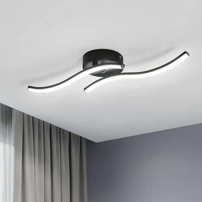 Goeco Modern LED Deckenleuchte, 12W 1300LM Wohnzimmerlampe Schwarz, 2 Flammige, LED Deckenlampe Innen Acryl Deckenbeleuchtung 6500K Kaltweißes Licht für Schlafzimmer, Wohnzimmer, Flur, Küche Goeco Modern LED Deckenleuchte, 12W 1300LM Wohnzimmerlampe Schwarz, 2 Flammige, LED Deckenlampe Innen Acryl Deckenbeleuchtung 6500K Kaltweißes Licht für Schlafzimmer, Wohnzimmer, Flur, Küche