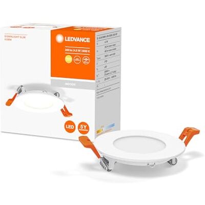 LEDVANCE LED SPOT INTEGRATED SLIM Ø8,5cm, Einbaustrahler Spot für sämtliche Innenbereiche, 4,5W, Farbtemperatur 3000K, 240 Lumen, 240V, flaches modernes Design, inkl. Klemmvorrichtung, weiß LEDVANCE LED SPOT INTEGRATED SLIM Ø8,5cm, Einbaustrahler Spot für sämtliche Innenbereiche, 4,5W, Farbtemperatur 3000K, 240 Lumen, 240V, flaches modernes Design, inkl. Klemmvorrichtung, weiß