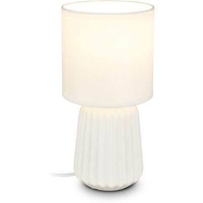 BRILONER Nachttischlampe Keramikfuß Kabelschalter Weiß 13x27 cm E14 Fassung max. 25W mit Stecker Stoffschirm Tischlampe Leselampe Tischleuchte Wohnzimmerlampe Schlafzimmer Deko Wohnzimmer BRILONER Nachttischlampe Keramikfuß Kabelschalter Weiß 13x27 cm E14 Fassung max. 25W mit Stecker Stoffschirm Tischlampe Leselampe Tischleuchte Wohnzimmerlampe Schlafzimmer Deko Wohnzimmer