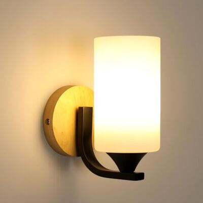Toolight Wandleuchte Innen E27, E27 Holz Wandlampe Innen mit Glas Lampenschirm, Kreativität Schwarz Metall Nachttisch-Leselicht Wandleuchte für Schlafzimmer Wohnzimmer Flur Treppen (Ohne Glühbirne) Toolight Wandleuchte Innen E27, E27 Holz Wandlampe Innen mit Glas Lampenschirm, Kreativität Schwarz Metall Nachttisch-Leselicht Wandleuchte für Schlafzimmer Wohnzimmer Flur Treppen (Ohne Glühbirne)