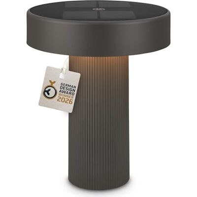 BRILONER Poga LED Tischlampe kabellos IP44 mit Solar, Touch, Dimmbar, Warmweißes Licht, Tischlampe Akku, Nachttischlampe, Solarlampen für außen, German Design Award Winner 2026, 16x20 cm, Anthrazit BRILONER Poga LED Tischlampe kabellos IP44 mit Solar, Touch, Dimmbar, Warmweißes Licht, Tischlampe Akku, Nachttischlampe, Solarlampen für außen, German Design Award Winner 2026, 16x20 cm, Anthrazit