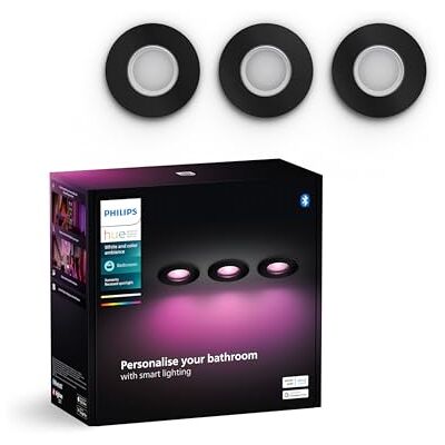 Philips White & Color Ambiance Xamento recessed spotlights 3 Pack, dimmable Bathroom Lights for Hue Lighting System with 16 Million Colours, Intelligent Light Control via Voice and app, Black Philips White & Color Ambiance Xamento recessed spotlights 3 Pack, dimmable Bathroom Lights for Hue Lighting System with 16 Million Colours, Intelligent Light Control via Voice and app, Black
