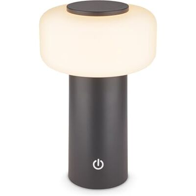 BRILONER LED Tischlampe kabellos IP44 mit Touch, dimmbar, Akku & Lichtquelle tauschbar, Nachttischlampe, Leselampe, LED Lampe, Dekolampe, Tischleuchte, Akku Lampe, 13x20,6 cm, Anthrazit BRILONER LED Tischlampe kabellos IP44 mit Touch, dimmbar, Akku & Lichtquelle tauschbar, Nachttischlampe, Leselampe, LED Lampe, Dekolampe, Tischleuchte, Akku Lampe, 13x20,6 cm, Anthrazit