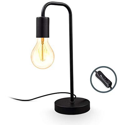 B.K.Licht Nachttischlampe mit Kabelschalter, E27 Fassung, Vintage, Tischlampe, Lampe, Schreibtischlampe, Tischleuchte, Bürolampe, Leselampe, Leselicht, Retro, Leseleuchte, 13x38 cm, Schwarz B.K.Licht Nachttischlampe mit Kabelschalter, E27 Fassung, Vintage, Tischlampe, Lampe, Schreibtischlampe, Tischleuchte, Bürolampe, Leselampe, Leselicht, Retro, Leseleuchte, 13x38 cm, Schwarz