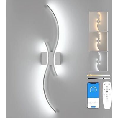 Comely LED Wandleuchte Dimmbar mit Fernbedienung, 32W Kreative Lange Linie Wandlampe, Wandbeleuchteung für Wohnzimmer Schlafzimmer Flur Treppen, 80CM Chrom Comely LED Wandleuchte Dimmbar mit Fernbedienung, 32W Kreative Lange Linie Wandlampe, Wandbeleuchteung für Wohnzimmer Schlafzimmer Flur Treppen, 80CM Chrom